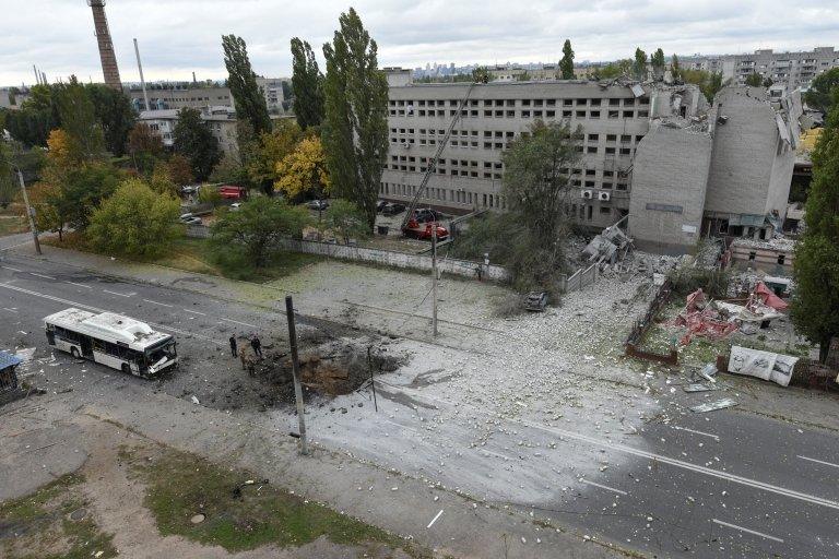 rubble outside building