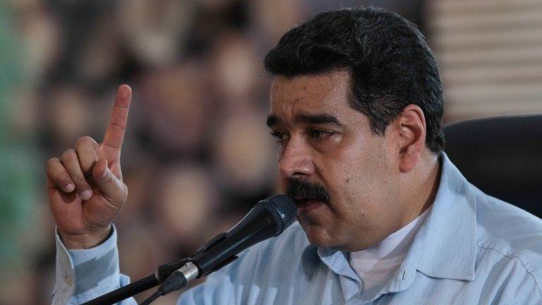 Venezuela's President Nicolas Maduro speaks during a visit to an industrial sawmill in Chaguaramas, Venezuela August 18, 2016.