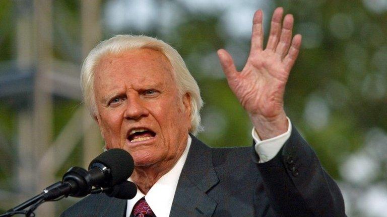 US preacher Billy Graham at Flushing Meadows, New York, 25 June 2005