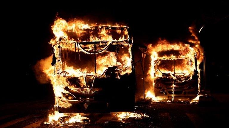 Activists set fire to buses and other vehicles in Rio de Janeiro's city centre