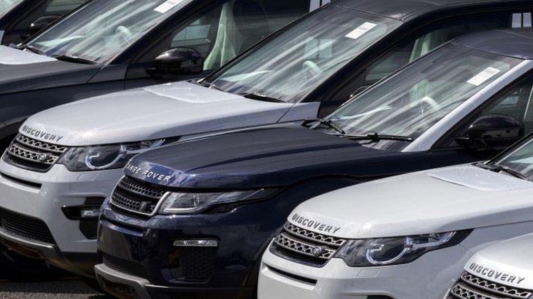 New Range Rovers and Land Rovers on the Jaguar Land Rover site in Halewood, Merseyside