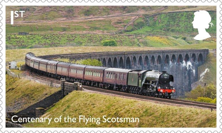 Stamp featuring Queen Elizabeth silhouette to mark Flying Scotsman anniversary