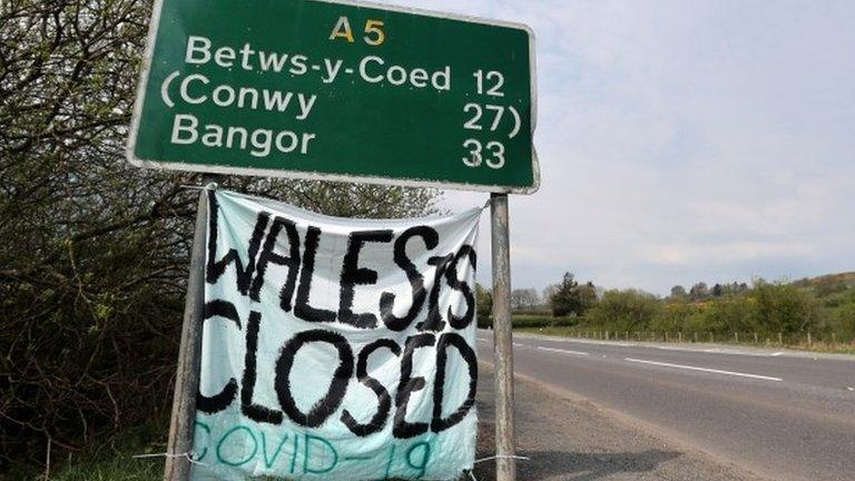 Wales is closed sign on A5