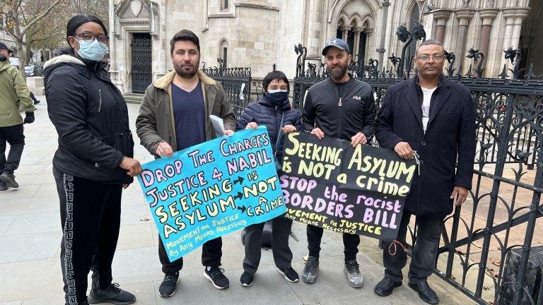 Samyar Bani and supporters outside the Court of Appeal