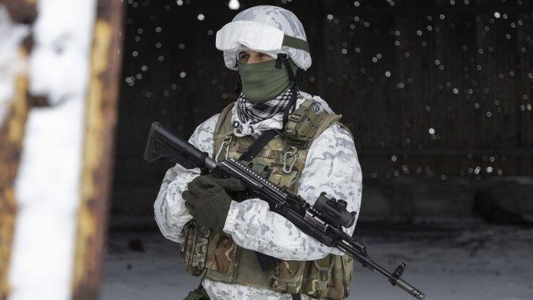 A Ukrainian soldier on the front line