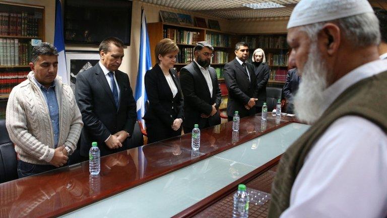 First Minister Nicola Sturgeon observed the silence in Glasgow