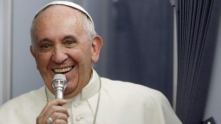 Pope Francis during interview on his return flight from Asuncion