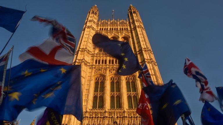 Flags outside Westminster