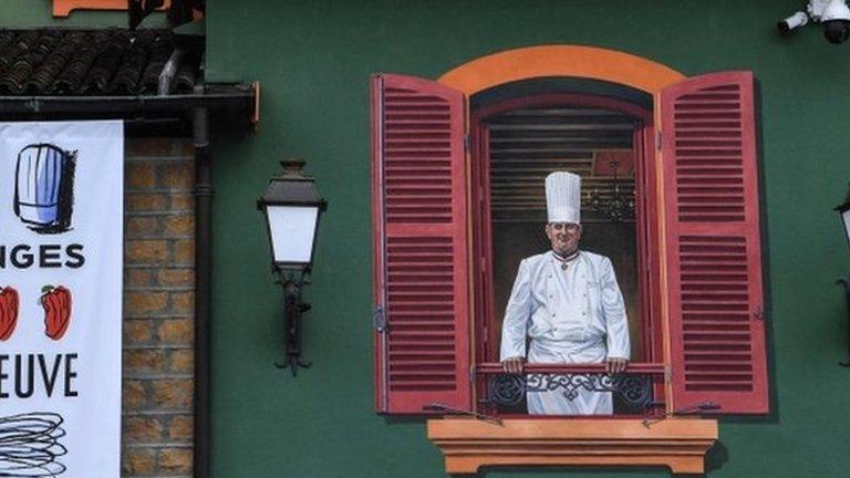 A view of L'auberge du Pont de Collonges, or simply Paul Bocuse restaurant, near Lyon in France