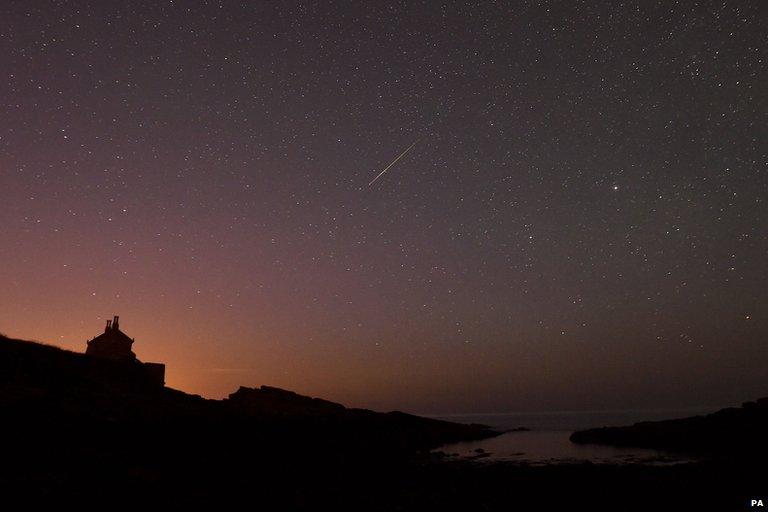 A shooting star over the Bathing House at Howick, Northumberland