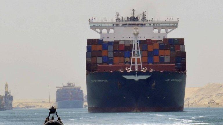 Container ship in Suez Canal (file pic)