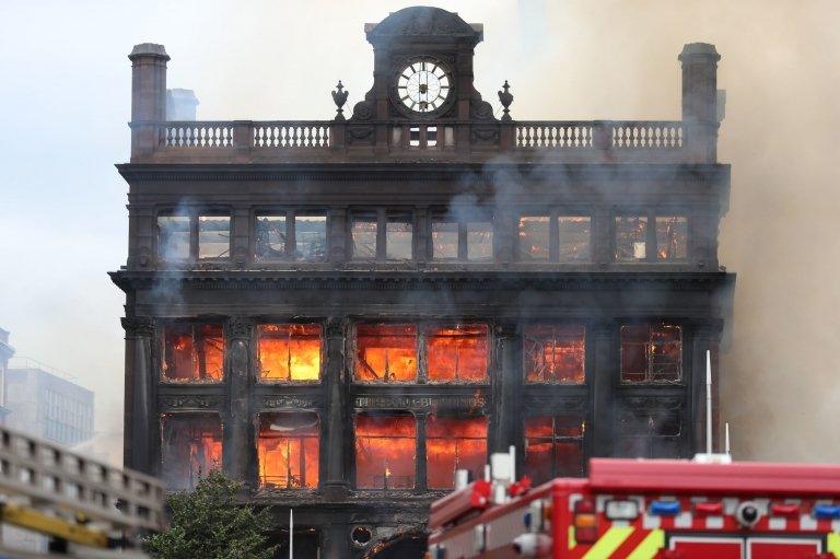 Bank Buildings on fire