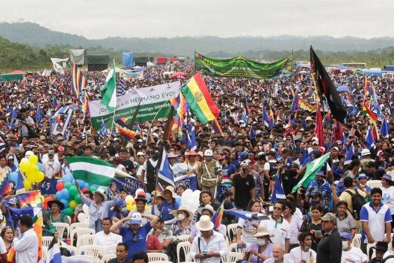 Supporters attend a caravan by Bolivia's former President Evo Morales after his return to the country, in Chimore, Bolivia November 11, 2020.