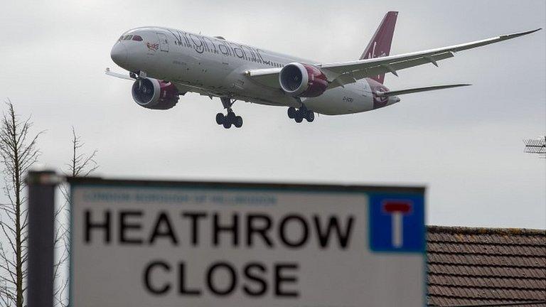 A plane approaching Heathrow Airport