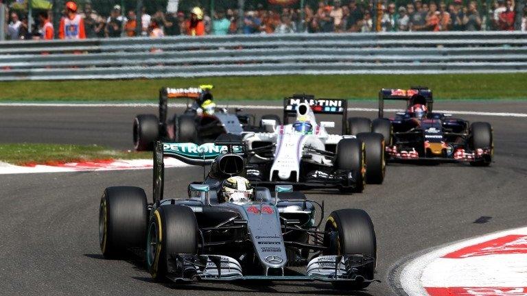 Lewis Hamilton (44) driving his Mercedes during the Belgian Grand Prix