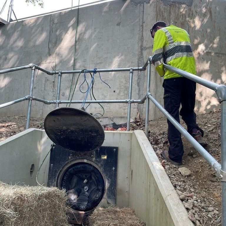 Environment Agency officers at the pollution incident