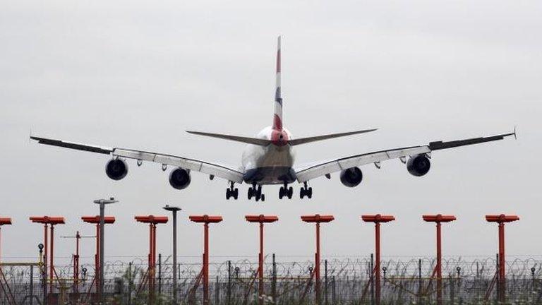 Plane landing at Heathrow