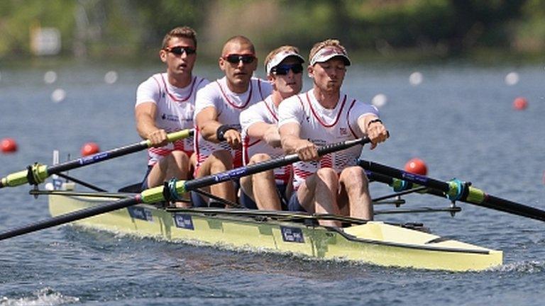 Callum McBrierty, Mohamed Sbihi, George Nash and Alex Gregory of Great Britain