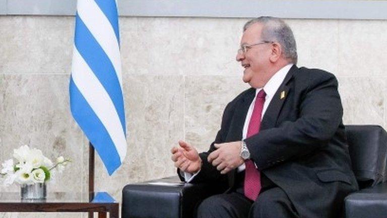 Undated photo of Greek ambassador Kyriakos Amiridis (with President Michel Temer)s in Brasilia