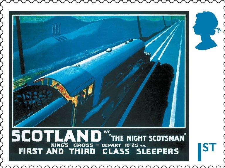 Flying Scotsman stamp featuring Queen's head