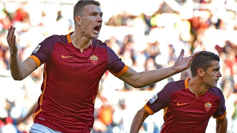 Edin Dzeko in action for Roma