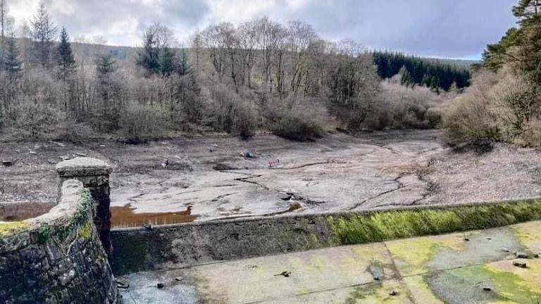 Clydach reservoir drained