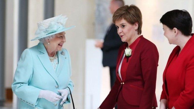 The Queen, Nicola Sturgeon, and Ruth Davidson