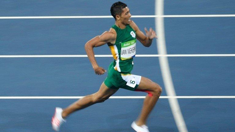 South Africas Wayde van Niekerk competes in the Men"s 400m Final during the athletics event at the Rio 2016 Olympic Games at the Olympic Stadium in Rio de Janeiro