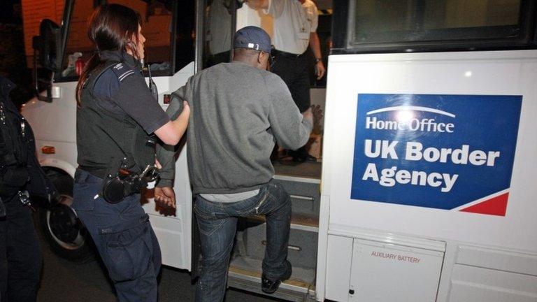 A man arrested by an officer from the UK Border Agency looking for illegal workers