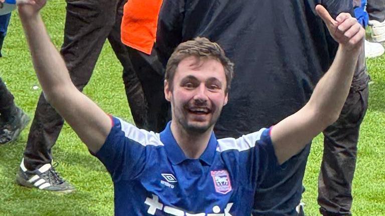 Jamie Corston on the pitch at Portman Road