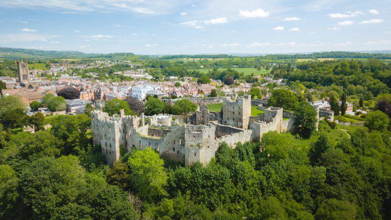 Aerial shot of Ludlow Castle