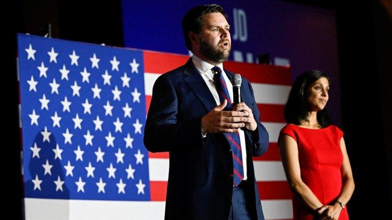 Republican US Senate candidate JD Vance at his election party after winning the primary in Cincinnati,