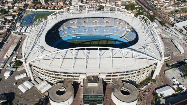 Aerial view of the Olympic Stadium, known as Engenhao, which will host athletics and football events during the Rio 2016 Olympic Games, in Rio de Janeiro, Brazil, taken on July 26, 2016.