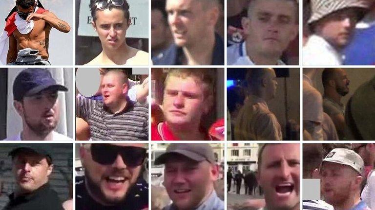 Crop of composite of England fans' pictures released by police