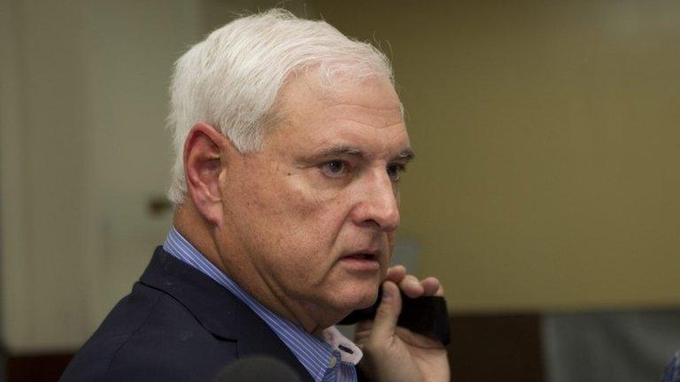 File picture taken on 29 January 2015 showing former Panamanian President Ricardo Martinelli (2009-2014) at the Central American Parliament, in Guatemala City, Guatemala.