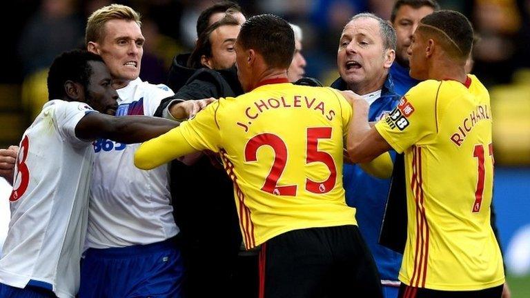 Stoke and Watford players