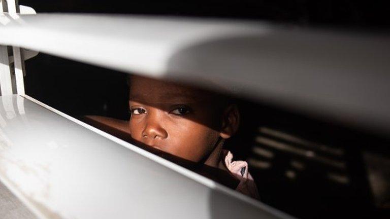 A girl who lived in Cite Soleil and was displaced due to the gang war in her neighborhood is seen in Port-au-Prince, Haiti, 23 July 2022