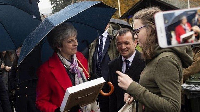 Theresa May during a visit to the Royal Welsh Winter Fair at Builith Wells