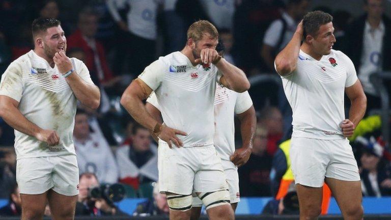 Dejected England rugby players