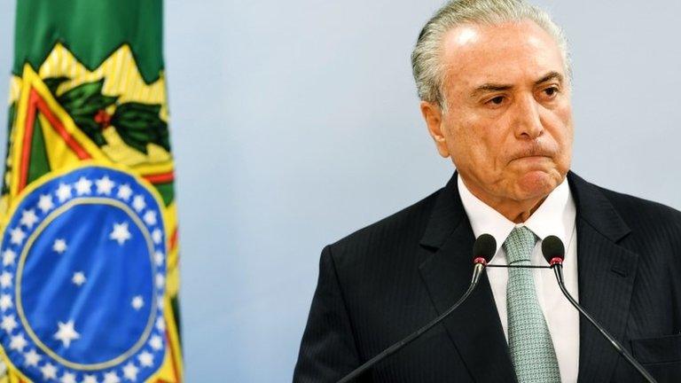 The Brazilian president addresses bribery allegations during a live TV address