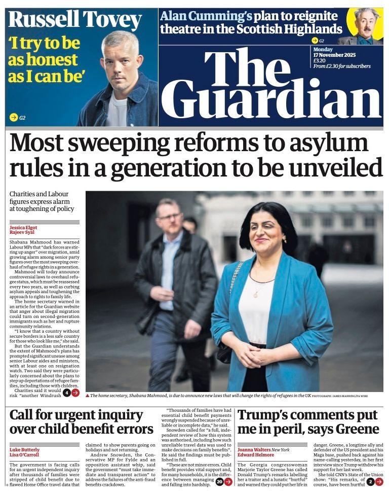 The headline on the front page of the Guardian reads: “Most sweeping reforms to asylum rules in a generation to be unveiled”.
