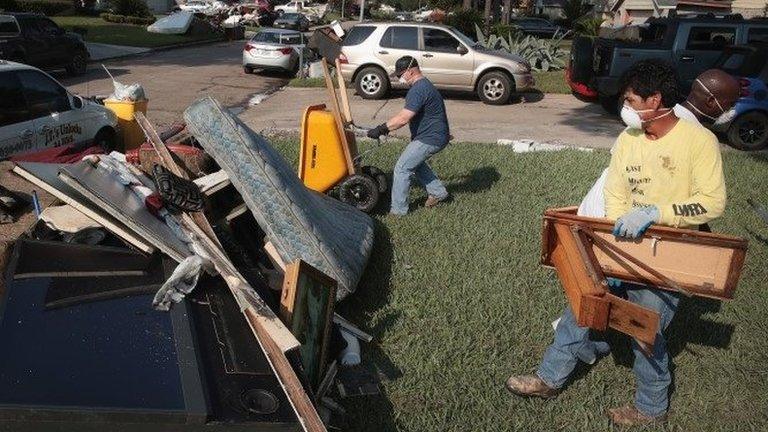 Clearing up after the Houston floods, 1 September 2017