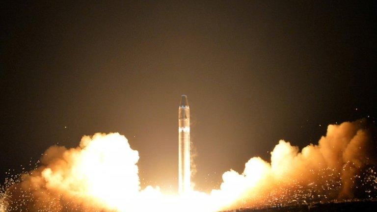 The test of North Korea's Hwasong-15' intercontinental ballistic rocket. File photo