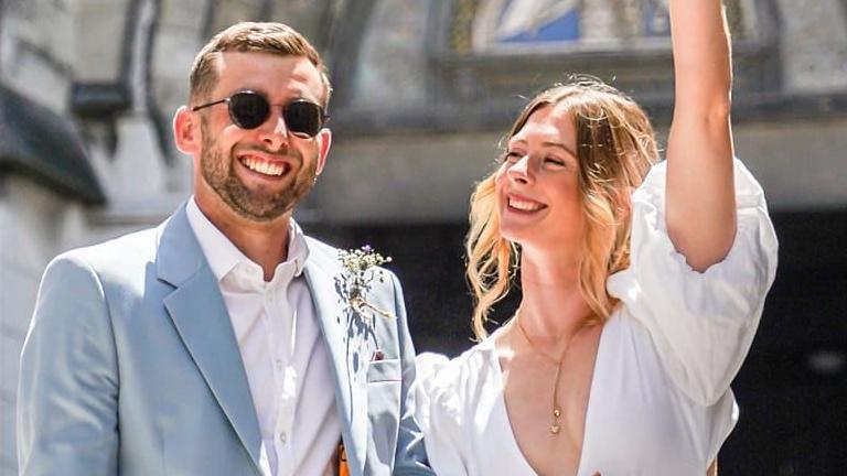 Jake and Genie on their wedding day