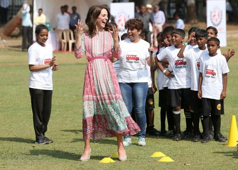 Duchess of Cambridge plays games with children in Mumbai