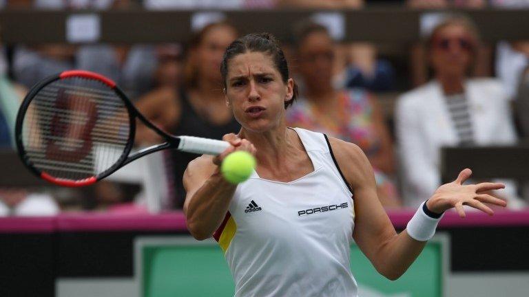 German tennis player Andrea Petkovic at her Fed Cup match in Hawaii against Alison Riske of the US, 1 February 2017