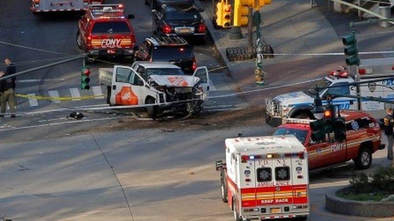 scene of truck attack, NYC