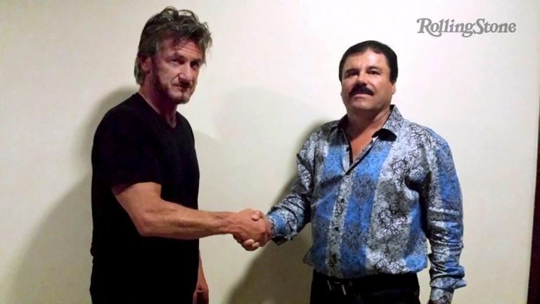 Actor Sean Penn (L) shakes hands with Mexican drug lord Joaquin "Chapo" Guzman in Mexico, in this undated Rolling Stone handout photo obtained by Reuters on January 10, 2016.