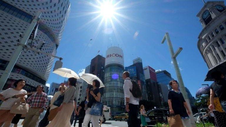 Street scene of Ginza, a key business district in Tokyo