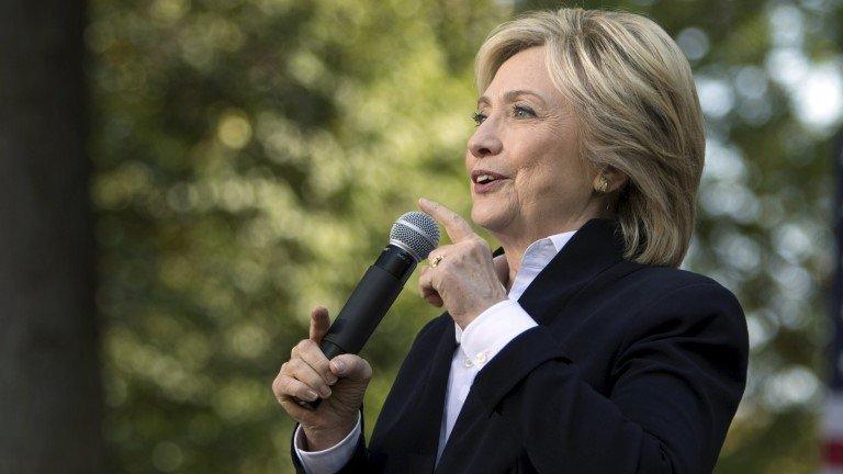 Hillary Clinton speaking at campaign rally